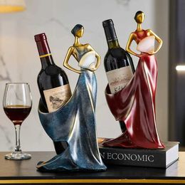 Decoratieve objecten Figurines Dancing Girl Wine Rack Artistic Crafts MinimSm Style Home Office Wine Plank Ornamenten Elegant Housing Decor Gift Wine Holder T240505