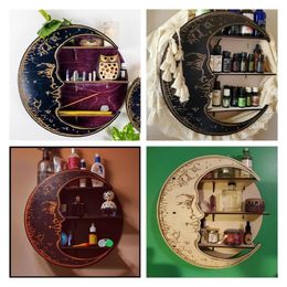 Objets décoratifs figurines décor pour cristal huile essentielle pépinière en bois lune étagère salon rustique présentoir tenture murale stockage 230620
