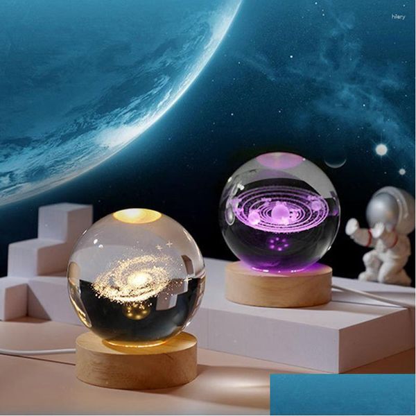 Objets Décoratifs Figurines Figurines Décoratives Boule de Cristal 3D Planète Gravé au Laser Système Solaire Globe Astronomie Cadeau Anniversaire G Dhiux