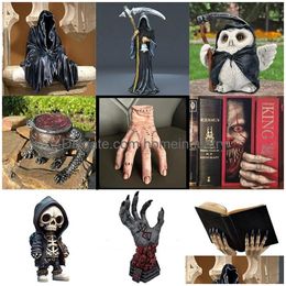 Decoratieve objecten beeldjes Decoratieve voorwerpen beeldjes Halloween Diverse Dark Death Ghost Hars Ambachten Horror Skl Reaper Vintage Dhedh