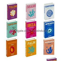 Objetos decorativos Figuras Objetos decorativos Figuras Estilo de viaje Libros falsos Colorf Diseñador Libro para el hogar Dormitorio Estudio Estante Sima Dhh4J