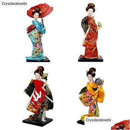 Objets Décoratifs Figurines Objets Décoratifs Figurines 25Cm Statuette Kawaii Poupées Geisha Japonaises Kimono Belle Fille La Dhgarden Dhevk