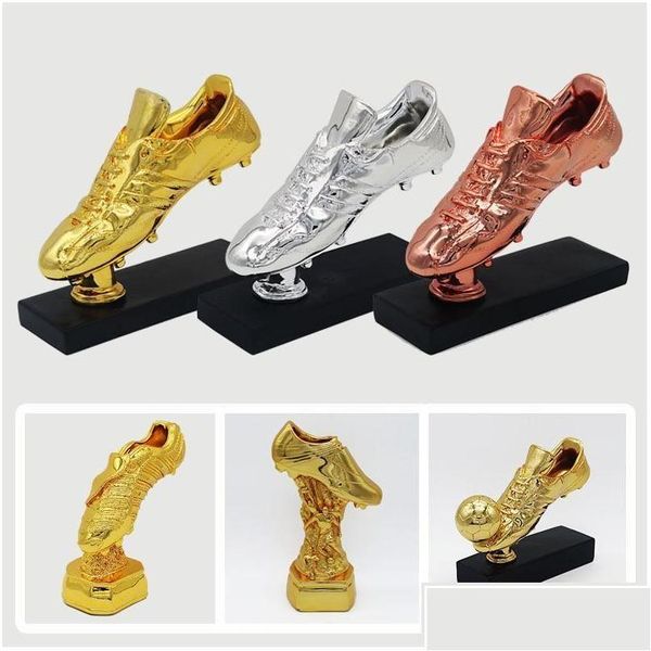 Objets Décoratifs Figurines Objets Décoratifs Figurines 29Cm De Haut Trophée De Football De Football Plaqué Or Champions Chaussure Botte Lea Dhxcc