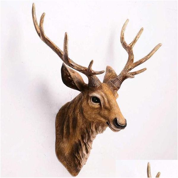 Objets Décoratifs Figurines Objets Décoratifs Figurines Fausse Tête De Cerf Taxidermie Mur Animal Fait Main Ferme Résine Maison Ation A Dhm0C