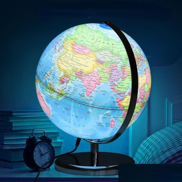 Objets décoratifs Figurines Objets décoratifs Figurines Globe terrestre Version anglaise Carte avec lumière LED Géographie Suppl éducatif Dhqw6