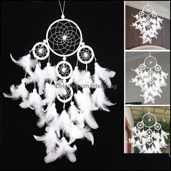 Objets Déco Figurines Objets Déco Figurines Ly Big Dreamcatcher Wind Chime White Feather Dream Catcher Car Bdesybag Dhtsj