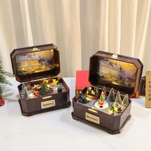 Decoratieve objecten Figurines Delicate Xmas Music Box Gloeiende kinderen Geschenk lang gebruik Kerst ornament Musical 221206