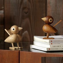 Objetos decorativos estatuetas Dinamarca estilo nórdico madeira pardal pássaro ornamentos americano fantoche de madeira sala de jogo estudo desktop accessori dhlaj