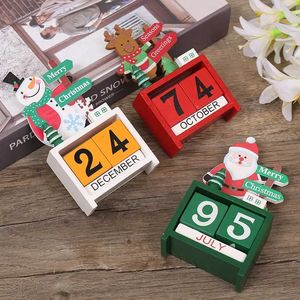 Objets décoratifs Figurines Desktop Christmas Tree Santa Claus Decoration Decoration Calendrier en bois 2024 Cadeaux de fête du Nouvel An H240516