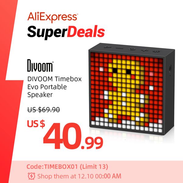 Objetos decorativos Figuras Divoom Timebox Evo Bluetooth Altavoz portátil con reloj Alarma Pantalla LED programable para Pixel Art Creation Regalo único 221111