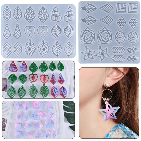 Objetos decorativos, figuritas DIY, pendientes triangulares en forma de diamante, molde de resina epoxi de cristal, colgante, fabricación de joyas de silicona