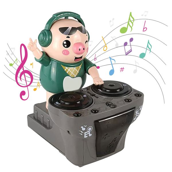 Objets Décoratifs Figurines DJ Rock Pig avec Musique et Lumière 3 Effets Sonores Apprentissage Musical Développement Jouets pour Bébé Enfants Anniversaire 230111