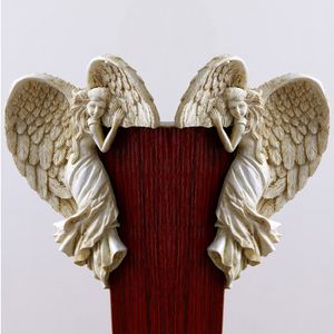 Objets décoratifs Figurines Porte Cadre Aile D'ange Sculpture Ornement Simple Avec Ailes En Forme De Coeur Rétro Résine Artisanat Pour La Maison Salon Chambre 230320
