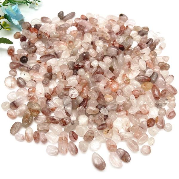 Objets décoratifs Figurines Goutte 50g Feu naturel Cristal de quartz Pierre polie Roche Gravier Gem Healing Tumbled Chips Pierres concassées et