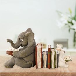 Objets décoratifs Figurines éléphant et lapin lecture apprentissage Statue serre-livres résine décoration animale décor à la maison 231122