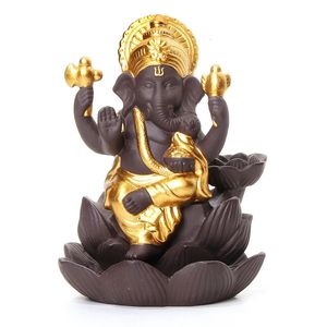 Decoratieve objecten Beeldjes Olifantenkop God Ganesha paars zand Lotus type Backflow wierook Boeddhabeeld Thailand Indiase boeddhistische wierookstokjes 231130