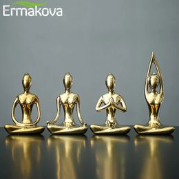 Objets décoratifs Figurines ERMAKOVA 12 styles Art abstrait poses de yoga en céramique Figurine porcelaine dame Figure Statue maison Yoga Studio décor ornement 231021