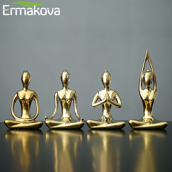 Objetos decorativos Figuras Ermakova 12 estilos Arte abstracto Cerámica Poses Figurine Porcelana Lady Estatua Estatua en el hogar Decoración de estudio de yoga Ornamento 230703