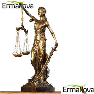 Objets décoratifs Figurines Ermakova Statue de déesse de la justice grecque en bronze antique européen Foire Anges Sculpture en résine Ornements Des Dhgex