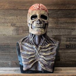 Decoratieve objecten Figurines Est Skeleton Bio-Mask Halloween Horror Mask Party Cosplay Props Silicone Full Cap Skull Cap Hat 230823