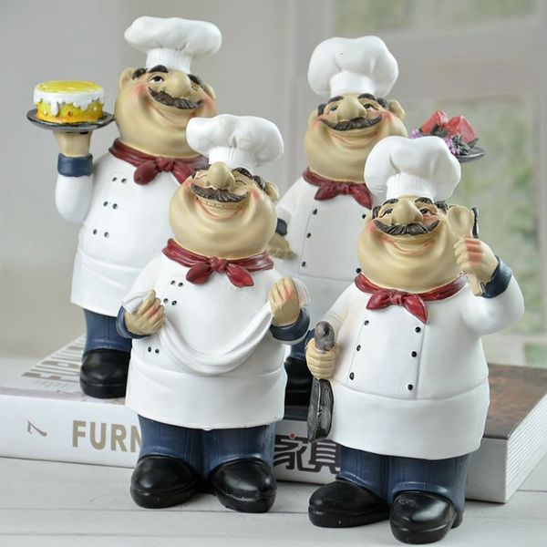 Objets Décoratifs Figurines Chef Européen Ornements Résine Creative Figure Sculpture Statue Gâteau Boutique Art Cuisine Décoration Accessoires 230809