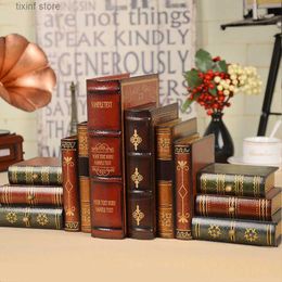 Decoratieve objecten beeldjes Europese nep boekenkast ornamenten studie boekenplank decoraties houten boek simulatie boekenkast opbergdoos T240306