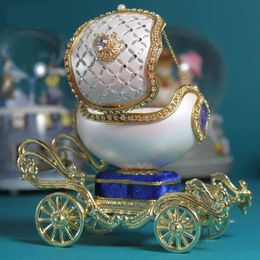 Decoratieve objecten Figurines Prachtige ei snijwerkmodellering Muziekbox Mooie gouden sieraden Opslag Kerstmis Perfect Gift Decorative