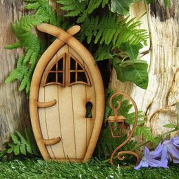 Objetos decorativos Figuras Juego de puertas y ventanas de hadas para árboles Miniatura de madera Pixie Jardín Decoración al aire libre Hogar Niños Parque Césped Patio Adorno 231216