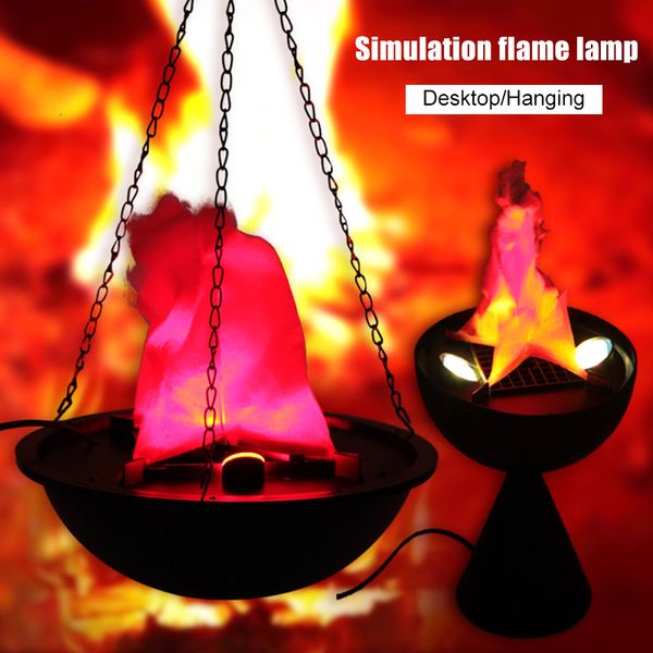 Objets décoratifs Figurines Fausse Flamme Halloween Lampe de Brasero Électronique Suspendue Lumière 3D Scintillement Feu Simulation Party Stage Décor Éclairage 230828