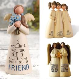 Objets décoratifs Figurines Figurine célébrant l'amitié chambre décor à la maison résine ange Statue soeur ami décoration saint valentin cadeau 230818