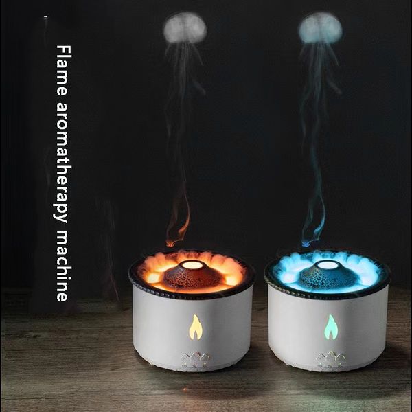 Objetos decorativos Figuras Llama Aromaterapia Aire Medusas Difusor de aroma eléctrico Lava Volcán Diseño Escupir Círculo Humidificador Decoración para el hogar 230210