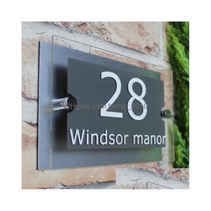 Decoratieve objecten Figurines zwevende huisnummer Plaques composiet aluminium borden deurplaten naam wandplaat letter 230613 dro dhwen