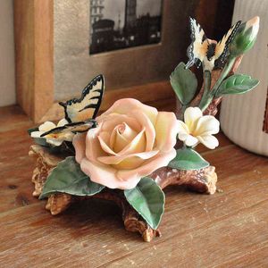 Decoratieve objecten Figurines Bloem en Bird Arts Sculptur Decoratie Samenvatting Vlinder Dier Keramische ambacht Home Decor Living Room Accessoires Geschenk T220902