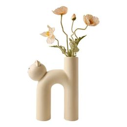 Objets décoratifs figurines fleur chat mignon arrangement créatif en H.