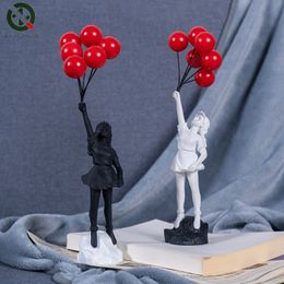 Objets décoratifs Figurines Ballon Volant Fille Figurine Décor À La Maison Banksy Art Moderne Sculpture Résine Figure Artisanat Décoration À Collectionner 230725