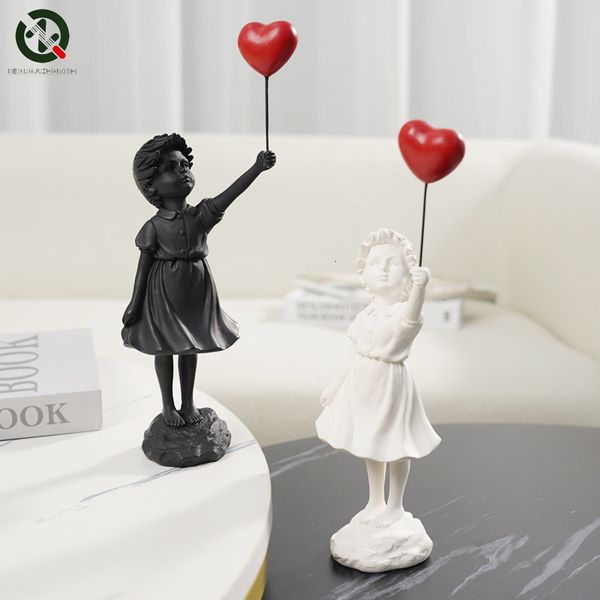 Objets décoratifs Figurines Ballon Volant Fille Figurine Banksy Home Decor Art Moderne Sculpture Résine Figure Artisanat Ornement Collection Statue 230818