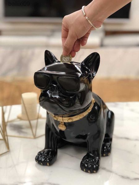 Objets décoratifs Figurines Bouledogue Français Tirelire Chien Figurine Tirelire Pour Enfant Cadeau Décorations Pour La Maison Coin Stockage Boîte Titulaire Tirelire Jouet Pour Enfants T230710