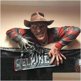 Decoratieve objecten beeldjes Spookhuis Halloween Tuin Decor Nachtmerrie Krueger Gravewalker Standbeeld Hanger Rubys Elm Street Wall Otljw