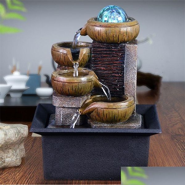 Dekorative Objekte Figuren Geschenke Desktop-Wasserbrunnen Tragbarer Tisch-Wasserfall-Kit Beruhigende Entspannung Zen-Meditation Glück Dhlyb