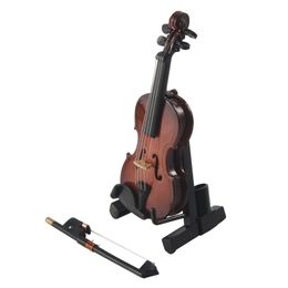 Objetos decorativos Figuras Regalos Violin Music Instrument Réplica en miniatura con estuche 8x3cm 230815