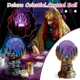 Decoratieve objecten beeldjes Gloeiende Halloween Kristallen Bol Deluxe Creatieve Magische Schedel Vinger Lichtgevende Plasma Spooky Home Party Decor 230901