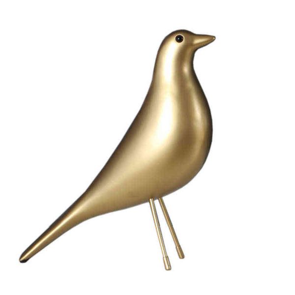 Objetos decorativos Figuritas Casa de color dorado Pájaro para la decoración de la sala Mejor arte Paloma Resina Canción Pájaro T220902