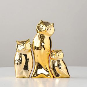 Decoratieve objecten Beeldjes Goud Uil Familiebeeldjes Miniaturen Schattig Ornament Woondecoratie Handgemaakt Creatief Handwerk Woondecoratie Cadeau Diermodel 231113