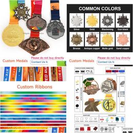 Objets décoratifs Figurines Or Sier Bronze Métal Trophée Sport Médaille Vierge En Alliage De Zinc 3D Marathon Run Médailles Personnalisées Et Trophée Dhunu
