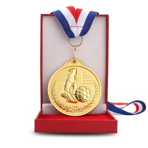 Objets décoratifs Figurines Or Argent Bronze Médailles Sports scolaires Football Volley-ball Compétition Jeux Prix Trophée Médaille Commémorative Football 230828