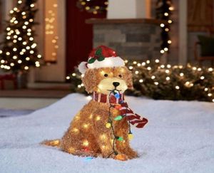 Objets décoratifs Figurines Goldendoodle Holiday Living 36x16cm Christmas LED Light Up Y doodle Dog Decor with String Outdoor Garden Decoration 2211294081961