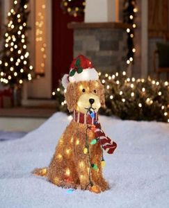 Objets décoratifs Figurines Goldendoodle Holiday Living 36x16cm Christmas LED Light Up Y doodle Dog Decor with String Outdoor Garden Decoration 2211299330212