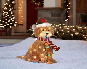 Objets décoratifs Figurines Goldendoodle Holiday Living 36x16cm Christmas LED Light Up Y doodle Dog Decor with String Outdoor Garden Decoration 2211294382644