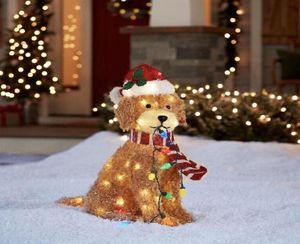 Objets décoratifs Figurines Goldendoodle Holiday Living 36x16cm Christmas LED Light Up Y doodle Dog Decor with String Outdoor Garden Decoration 2211294472631