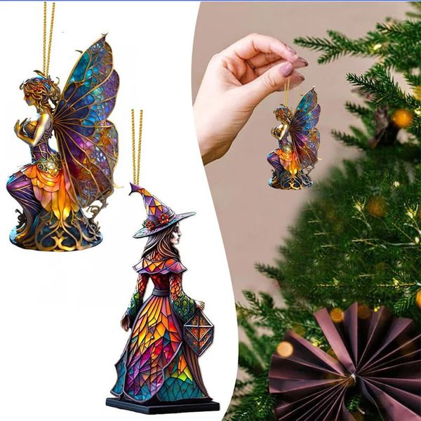 Objets décoratifs Figurines Magnifique sorcière voiture tentures Halloween arbre de Noël décoration de la maison poupée bricolage pendentif ornements Figurine 231030